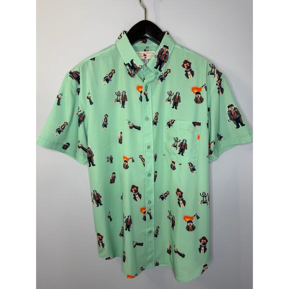RSVLTS Home Alone "Wet Bandits" KUNUFLEX Short Sleeve Shirt Men's L Green - Picture 6 of 9